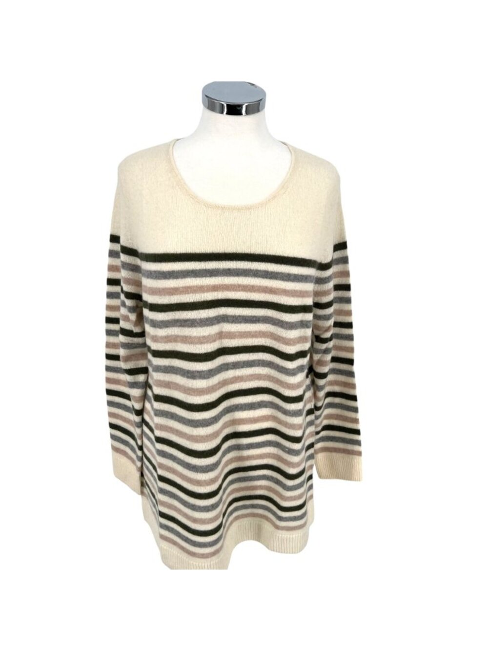 41 Hawthorn Cashmere Striped Sweater Cream Multicolor Size 1X NWT